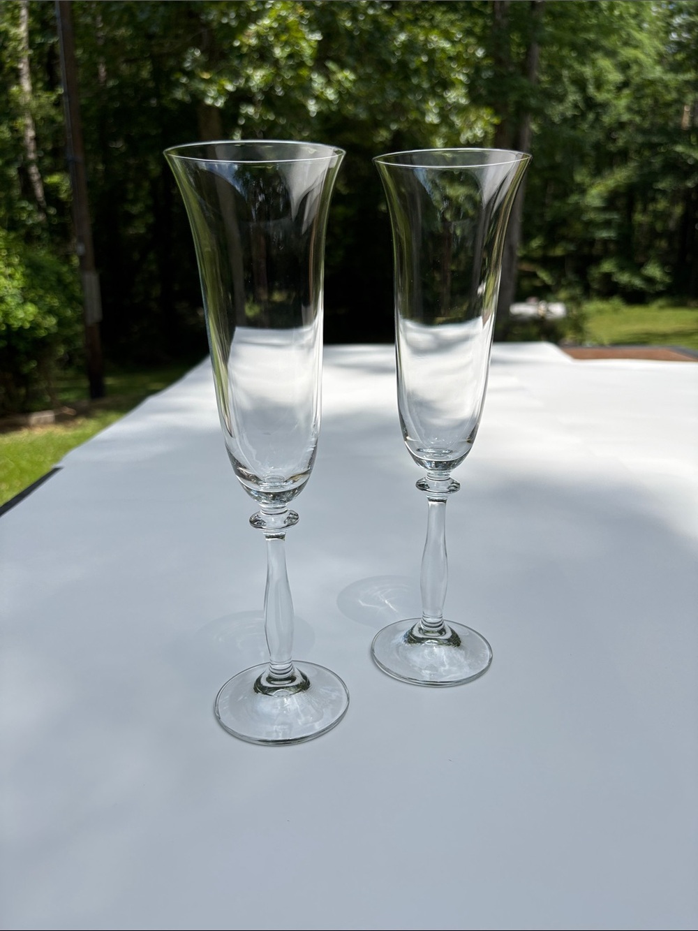 Bohemia Pattern "Angela" Crystal/Crystalex Clear Champagne Flutes - Set of 2